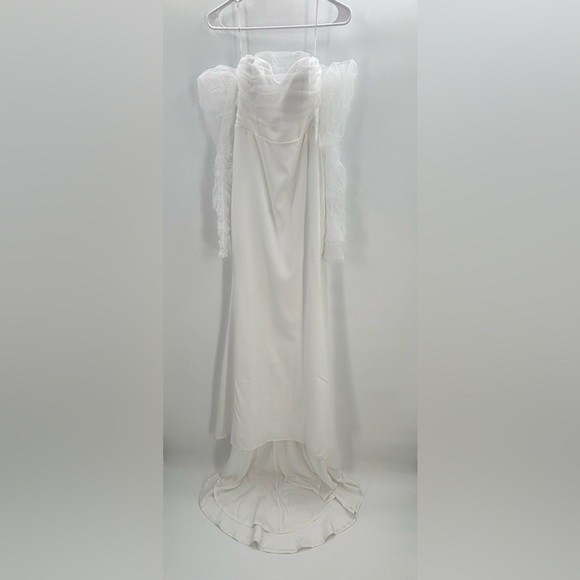 Lulus Eternal Bliss White Tulle Off-the-Shoulder Bustier Maxi Dress Small NWOT - Picture 5 of 12